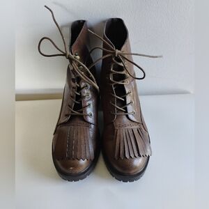 Rare Vintage Looking Brown Vegan Leather Ankle Boots